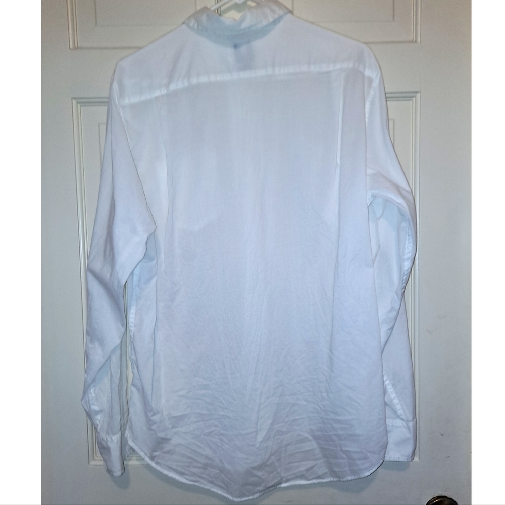 GAP white collared long sleeve button up shirt classic fit size medium blouse - Picture 2 of 14